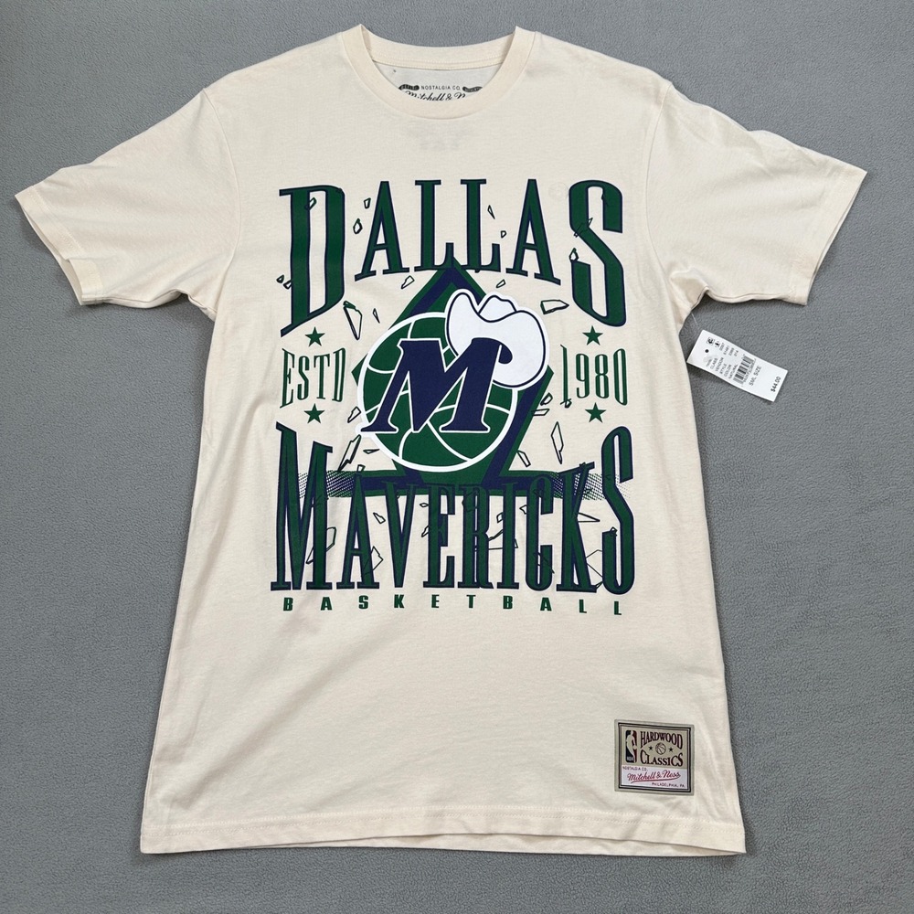NWT Mitchell & Ness Dallas Mavericks Shirt Mens S VTG NBA Hardwood Classics Tee